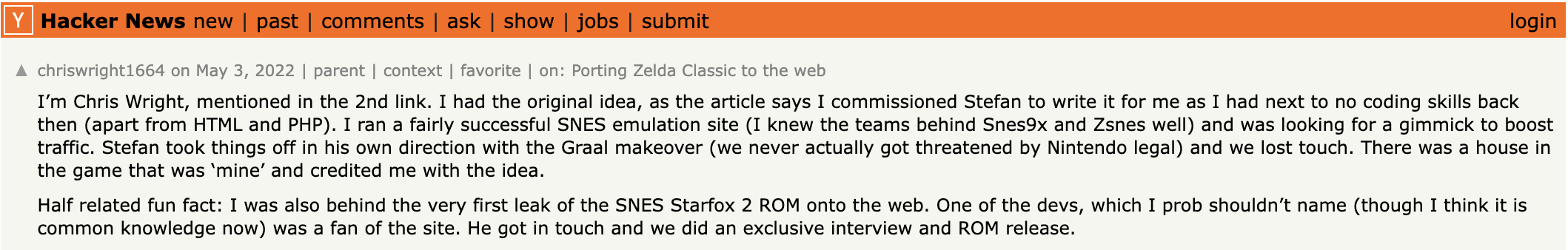 Hacker News Chris Wright Post
